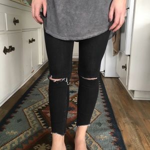 Free People Black Distressed Denim